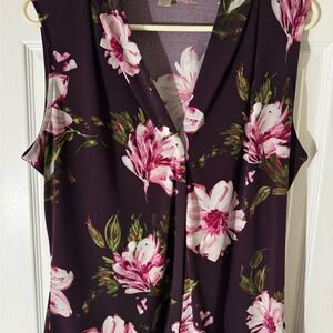 Calvin Klein Purple Sleeveless Wrap Blouse